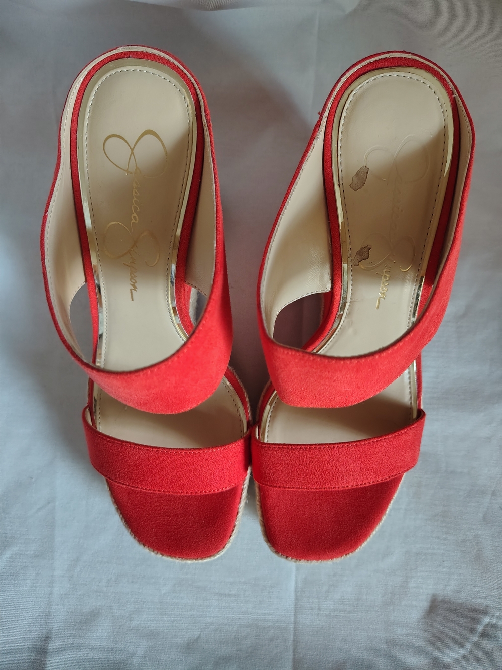 Jessica Simpson Saphita Coral Red Platform Espadrille Wedge Sandals Women's 8M - Picture 2 of 11